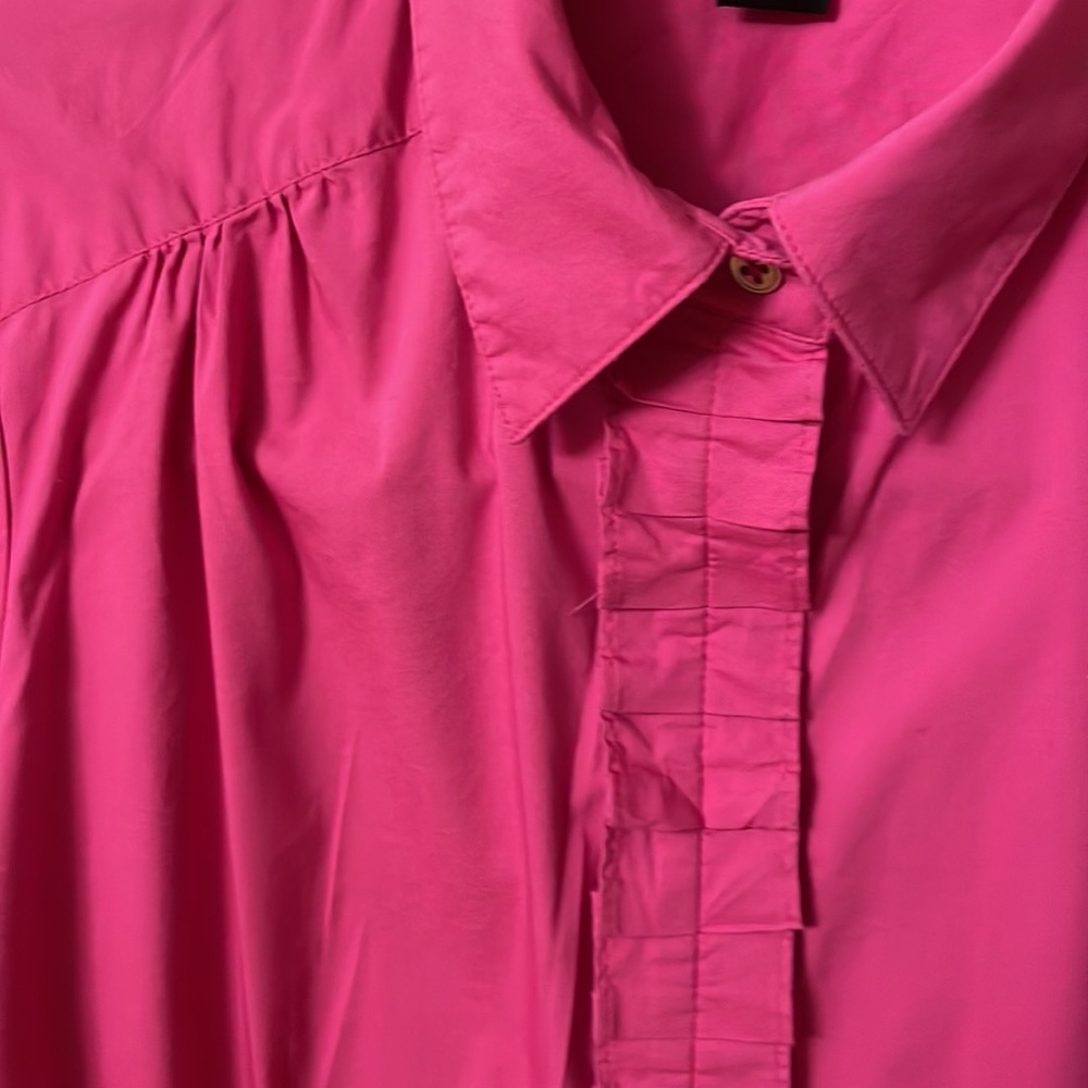 Apostrophe Stretch pink long sleeve blouse XL tuxedo placket in front